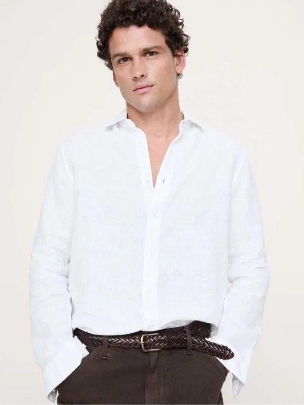 Banana Republic Standard Fit Linen Shirt Size Medium White